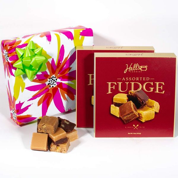 Floral Sunburst Fudge Gift Box, 2 Pounds Hall's Chocolate Fudge