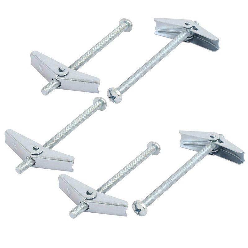 TOP-VIGOR 5Pcs Plasterboard Fixings, M6 x 100mm Wing Spring Toggle ...