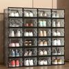 6PCS Shoe Storage Box Clear Stackable Shoe Container XL Black Shoe Rack USA Sell