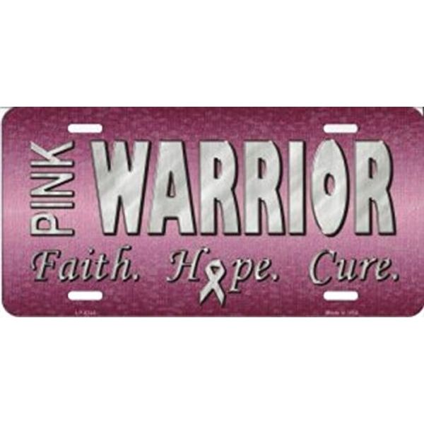 Pink Warrior Survivor Metal License Plate