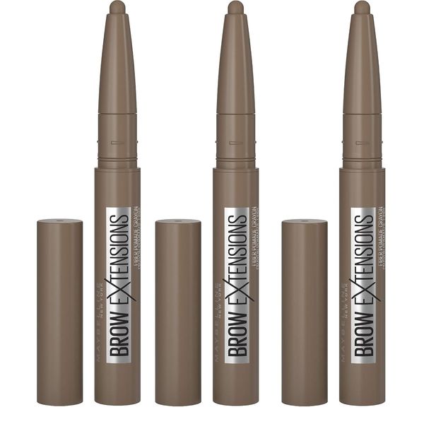 Maybelline Brow Extensions Fiber Pomade Crayon, Soft Brown (3 Pack)