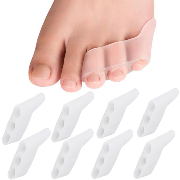 8 Pack Gel Toe Corrector Pinky Toe Separator Pain Relief Toe Protector Relieve Bunion Foot Care Tools Three-Hole Little Toe Separator