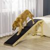 Dog Ramp Foldable with Non-slip Carpet Top Platform, 74"L x 16"W x 25"H, Natural
