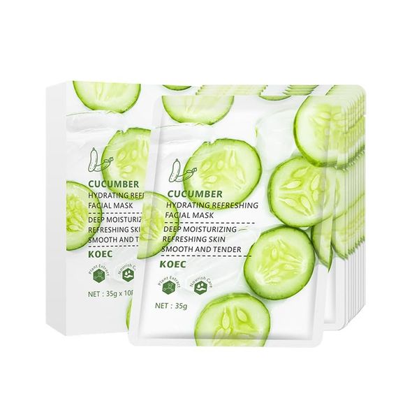 Gurke Gesichtsmaske, 5pc Hydrating Face Masks, Hyaluronsäure Anti Aging Beruhigende Aufhellende Haut Gesichtsmasken, Replenish Moisture Skin Brightening Skin Barrier Repair Moisturising Face Mask