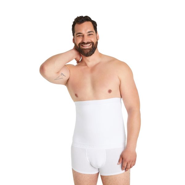 FINN Kompressions-Gürtel Herren - Figurformende Shapewear Bauchbinde aus Baumwolle - Starker Body-Shaper für Männer mit Bauchweg-Effekt Weiß Weiss 3XL