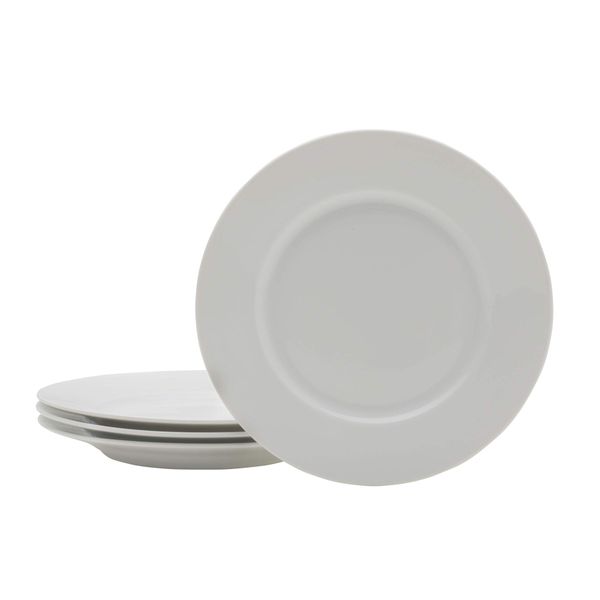 Everyday White by Fitz and Floyd Classic Rim 8.25 Inch Salad Plates, Set of 4