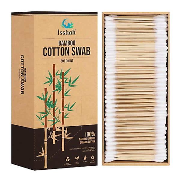 Bamboo Cotton Swabs 500 Count, FSC Certified, Eco Friendly, Double Tips