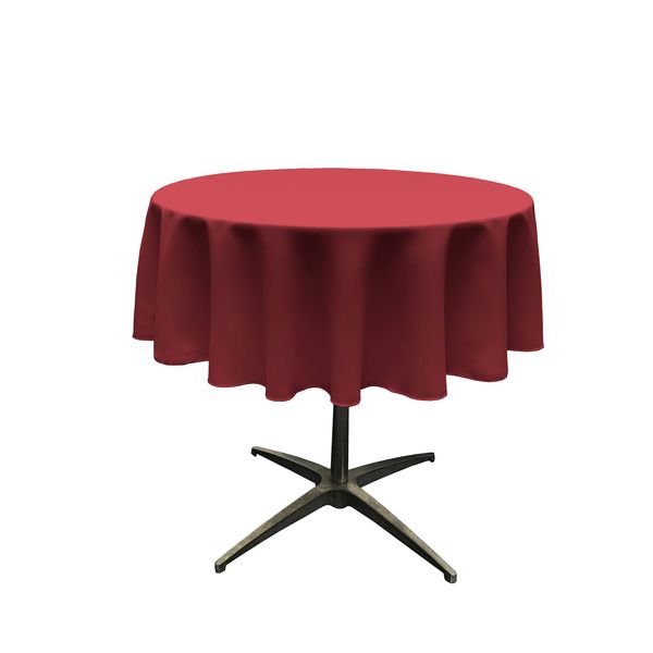 LA Linen Polyester Poplin Washable Round Tablecloth, Stain and Wrinkle Resistant Table Cover 58", Fabric Table Cloth for Dinning, Kitchen, Party, Holiday 58-Inch, Cranberry, (TCpop58R_CranberryP28)