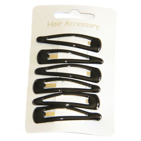 Pack of 6 black 4.5cm snappy clips. Useful hair accessory for everyday use, school uniform, workplace, etc.