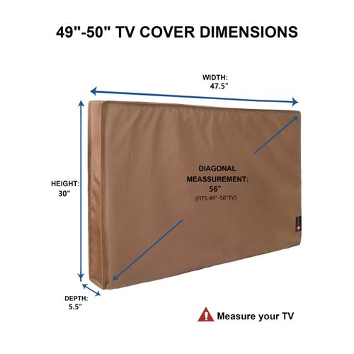 iBirdie Outdoor Waterproof and Weatherproof TV Cover for 48 to 50 inch Outside Flat Screen TV - Brown Cover Size 47.5''W x 30''H x 5.5''D