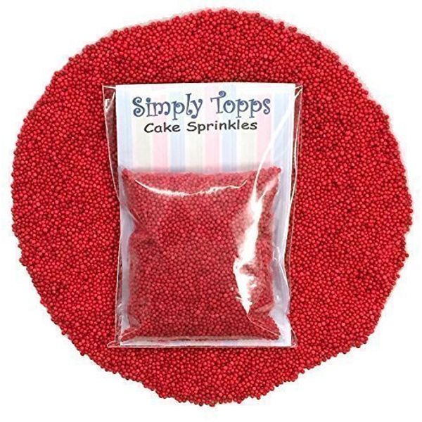 simply topps Red Mini Sugar Balls 30g (Approx 1mm Diameter) for Cake or Cupcake Decorations