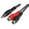 Phono Plug to 2X SOCKETS, 0.15M, Audio & Video Cable Assemblies Qty X 1
