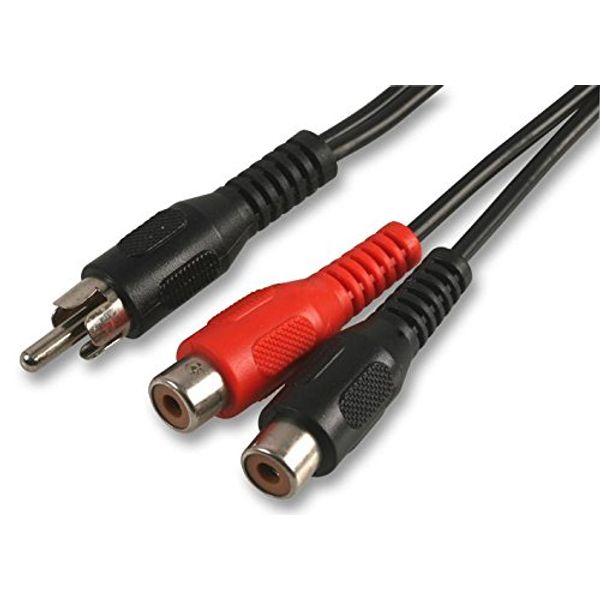 Phono Plug to 2X SOCKETS, 0.15M, Audio & Video Cable Assemblies Qty X 1