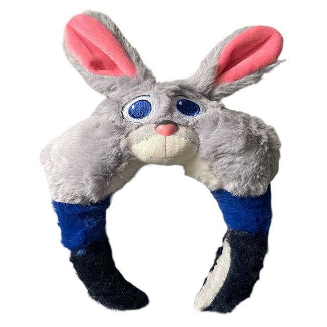 Judy Hopps Rabbit Zootopia Zootropolis Fluffy Alice Headband Padded Stuffed Faux Fur Fleece Lightweight Cosplay Party Head Band