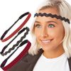 Hipsy Women's Adjustable NO SLIP Houndstooth Fashion Headbands (Black/Black/Ruby Red 3pk)