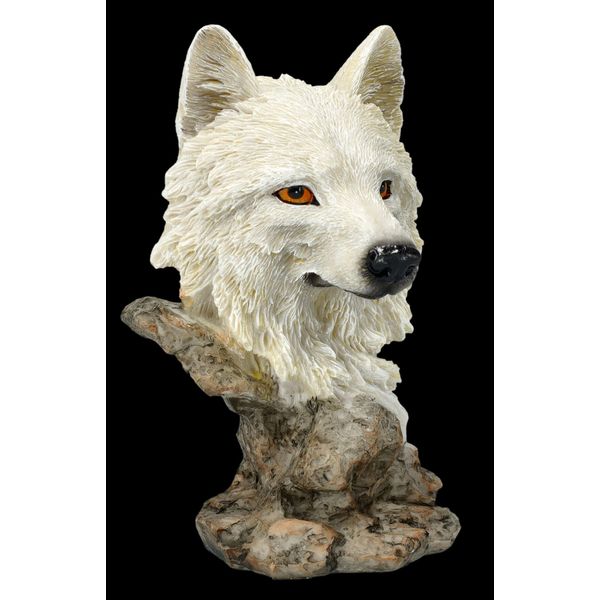 Wolf Figurine Bust White Wolf - 12.5 cm Decorative Statue