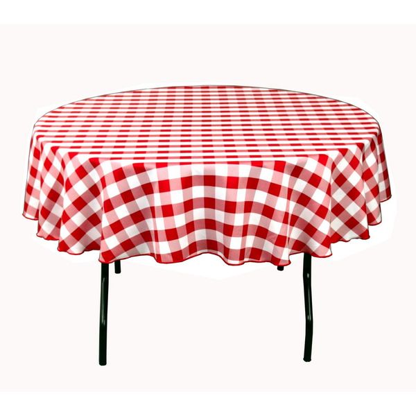 LinenTablecloth 90-Inch Round Polyester Tablecloth Red & White Checker