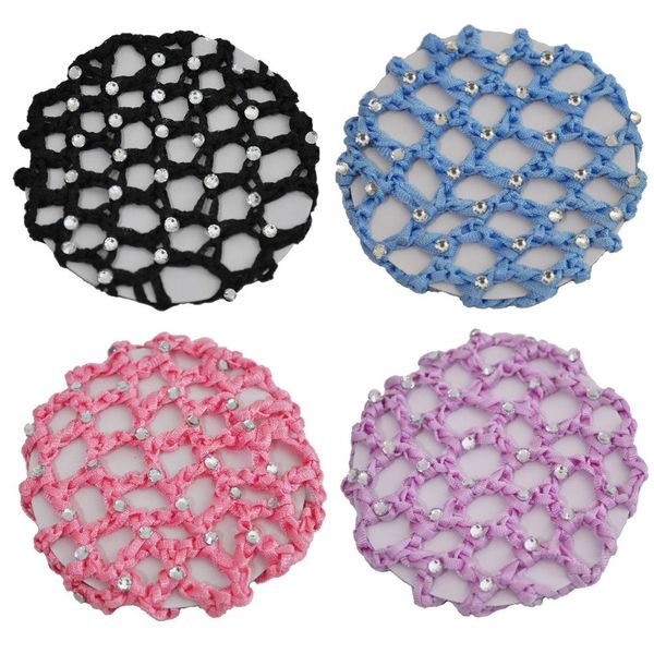 Crochet Bun Cover With 30 Rhinestones 4 Pcs Color Pack (Assorted)