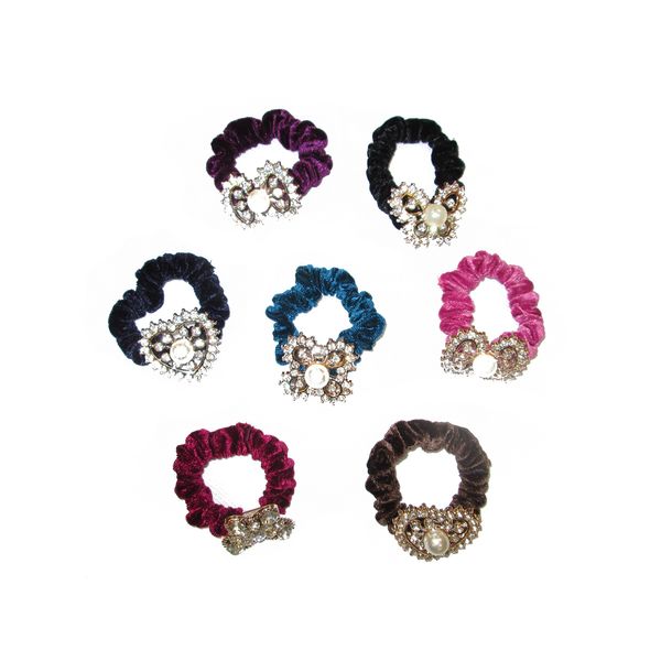 Rhinestone Elastic Pony Tail Holder Hair Tie Rope Band Ring Rubber band Hair Accessories (6 Pack)