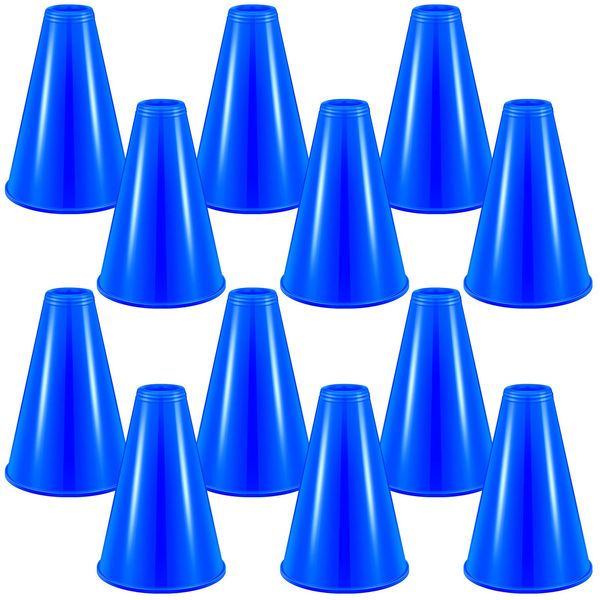 Woanger 12 Pieces Cheer Megaphone for Party Favors Sports Cheers Party Noisemaker DIY Plastic Megaphone for Party Sports Match Game Outdoor Activities(Blue)