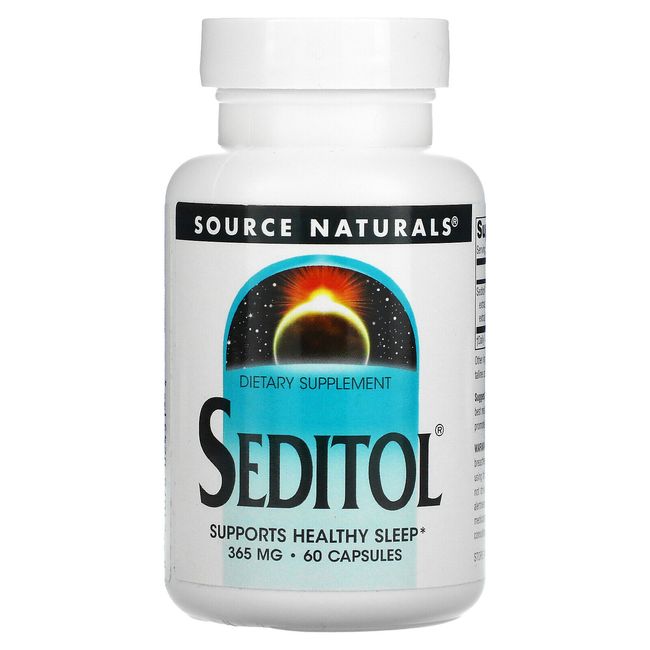 Source Naturals Seditol 365 mg 60 Capsules Diary-Free, Egg-Free, Gluten-Free, No