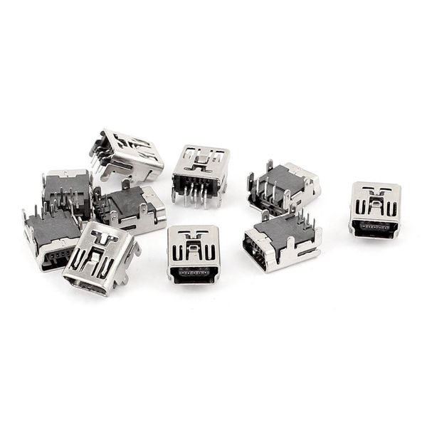 sourcingmap® 10PCS 5-Pin Type B SMT SMD Mini USB Female Socket Jack Connector