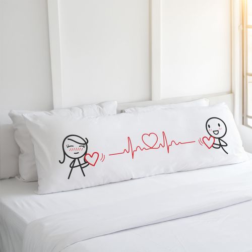 BoldLoft Beat of My Heart Body Pillow Cover-Couple Gifts for 2 Year Anniversary, Wedding, Christmas, Birthday, Valentines Pillow Cover, Romantic Bedroom Decor for Him and Her, 54x20 Body Pillow Case