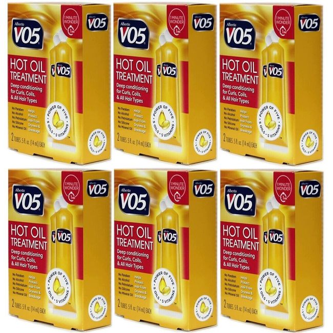 6 Packs VO5 Hot Oil Deep Conditioning Hair Treatment (2 Tubes/Pk Total 12 Tubes)