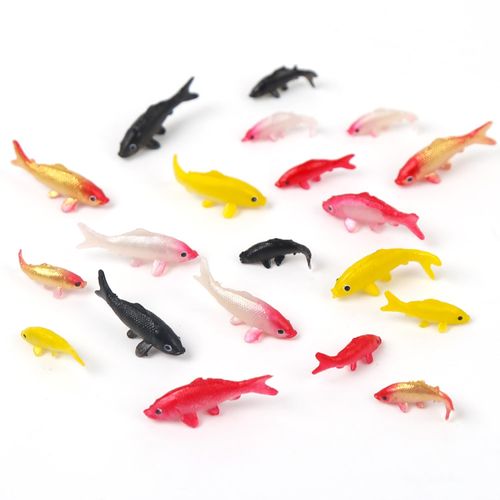ASUNFO 20 Pcs Miniature Koi Fish Plastic Animals Tiny Goldfish Ornament Supplies for Fish Tank DIY Decorations Gifts