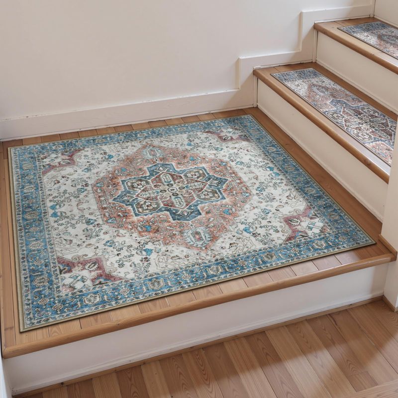 OJIA Non-Slip Stair Treads Matching Mat for Wooden Steps, Square Rubber ...