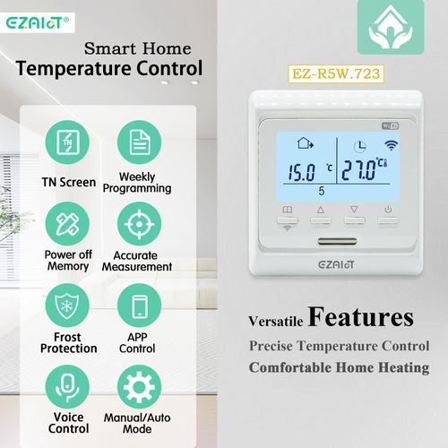 EZAIoT Smart Thermostat- For Gas Boilers - Wall Mounted WiFi Temperature Controller - Programmable Room Thermostat - Floor Heating