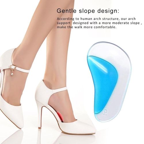 Walgreen® Pair of Orthopedic Gel Arch Support Insoles Flat Feet Fallen Heel Squrs Support Gel Soft Pads Silicone Insoles Planter Fasciitis Shoe Arch Cusion Pads Cups for Women Men Blue Small