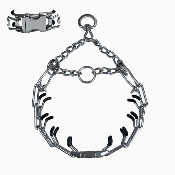 Prong Training Collar for Dogs, Adjustable Dog Pinch Collar with Quick Release Buckle, No Pull Collar for Small Medium Large Dogs, Extra Link and Caps