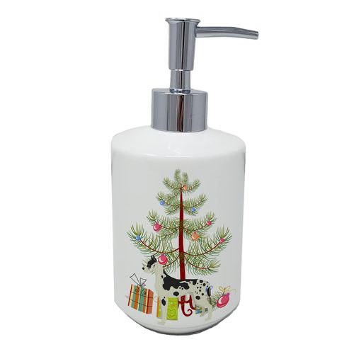 Caroline's Treasures CK3542SOAP Great Dane Christmas Tree Ceramic Soap Dispenser Hand Soap Dispenser Pump Bottles for Bathroom Kitchen, Empty Refillable Liquid Soap Container