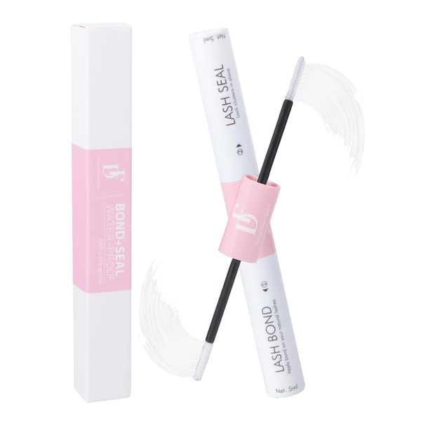 DF Lash Bond and Seal, Lash Clusters Glue Long Lasting &Waterproof DIY Lash Extension Glue, Individual Lash Glue Hold 72 Hours White Bond & Clear Seal (5ml+5ml)