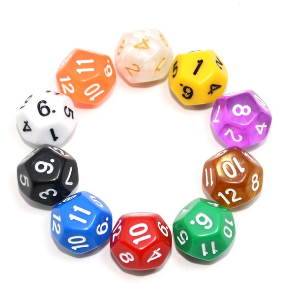 SmartDealsPro 10-Pack D4 D6 D8 D10 D12 Multi Colored Polyhedral Dice for for Dungeons and Dragons DND RPG MTG Table Games (Mix Color(Opaque&Pearl&Transparent, D12)