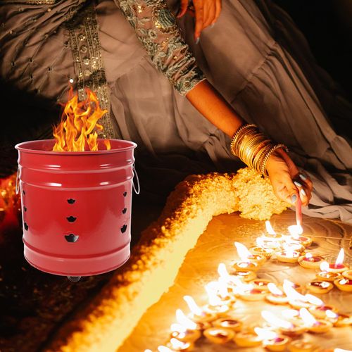 DOITOOL Metal Burn Barrels for Outside, Yard Waste Incinerator Barrel Burn Barrel with Lid and Handle for Paper Leaf Trash Wood Backyard Bonfire