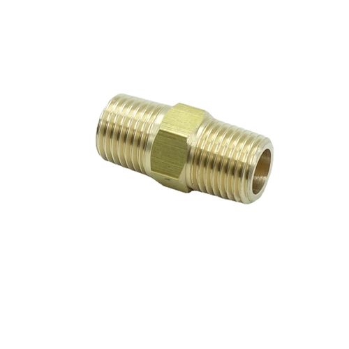 CDQBWKJGFJ 2 Pcs 1/4 BSPT x 1/4 NPT Male Solid Brass Hex Nipples Brass Pipe Adapter Fittings Equal Nipples Connectors