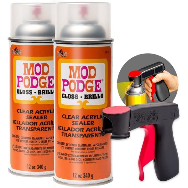 Mod Podge Spray Acrylic Sealer Glossy 2-Pack, Clear Coating Matte Paint Sealer Spray, Spray Can Sprayer Handle