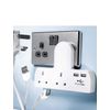 STATUS USB Multi Plug Adapter, Double Port USB Power Adapter White, Double UK Plug Adapter, Cable Free Multi Plug, S2W2USBCFS6