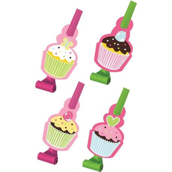 Creative Converting Cupcake Birthday Party Blowers (8-Pack)