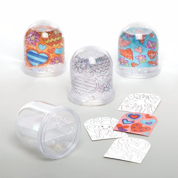 Baker Ross Heart Colour In Snow Globes - Box of 4, Valentines Days Crafts (AX744)