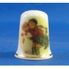 Porcelain China Collectable Thimble Bringing Home The Christmas Tree