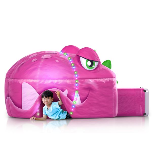 Light-Up Air Tent, Inflatable Blow Up Tent - 30 Seconds Setup - Kids Toys, Age 3 4 5 6 7 8 Years Old - Fort Building - Birthday Gift Idea for Boys and Girls Ages 4-6, Dinosaur Toys