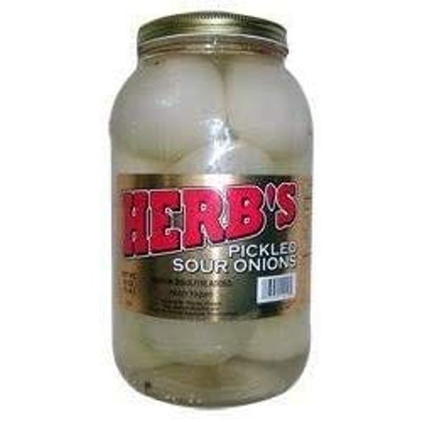 Herb's Pickled Sour White Onions Gallon Size Jar