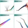 Libeauty Lash Curved Tweezers Eyelash Extension Tweezers Set for Individual and 1D-6D Lashes Volume l Professional Precision Lashing Tweezers with Premium PU Storage Case(Colorful) (Multicoloured)