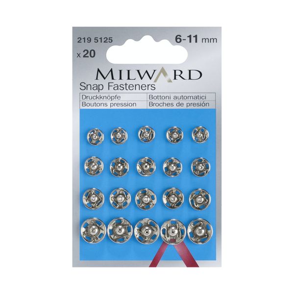 Milward Hard Haberdashery, Brass, Silver, 6-11 mm