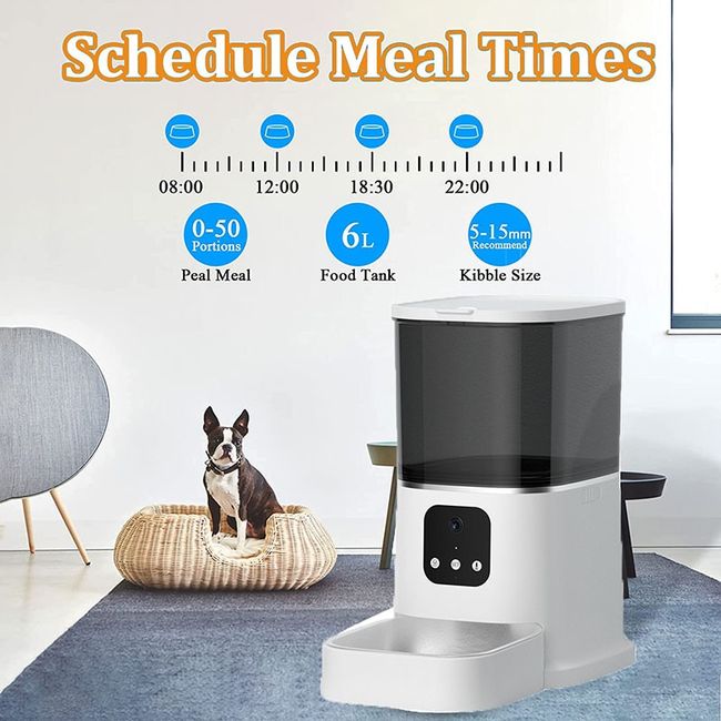 Automatic Cat Feeders 6L Smart Dog Feeder,Timer Voice and Video