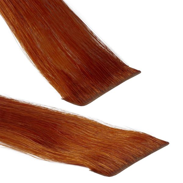 hair2heart Invisible Tape Extensions Echthaar Premium - 10 Tapes 50cm 8/43 hellblond rot-gold