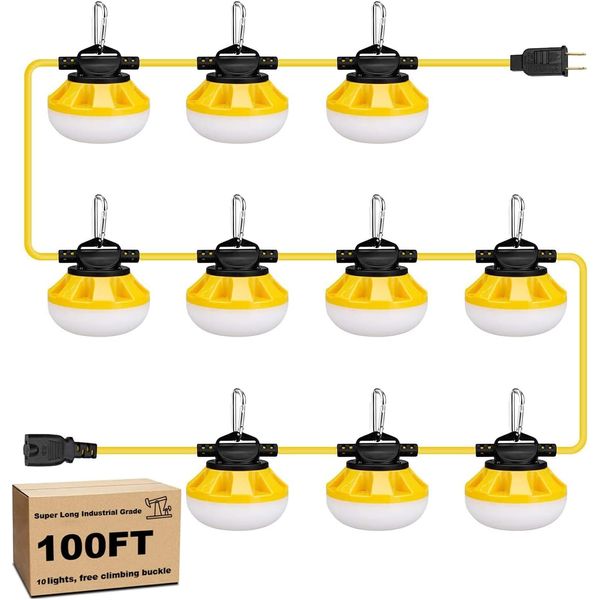 100FT Construction LED String Lights, Industrial Grade Best for Construction Sit